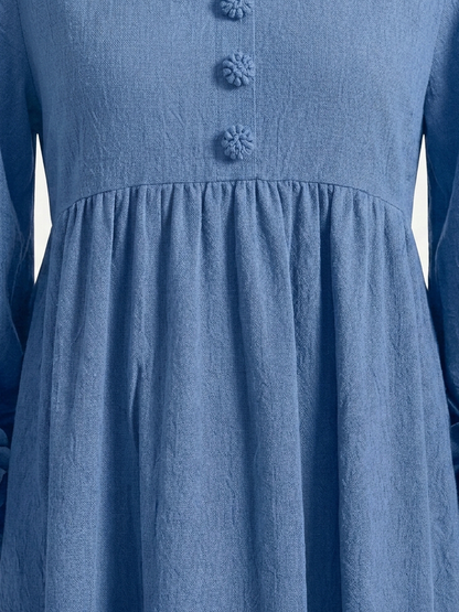 V-Neck Floral Lantern Sleeve Flowy Dress
