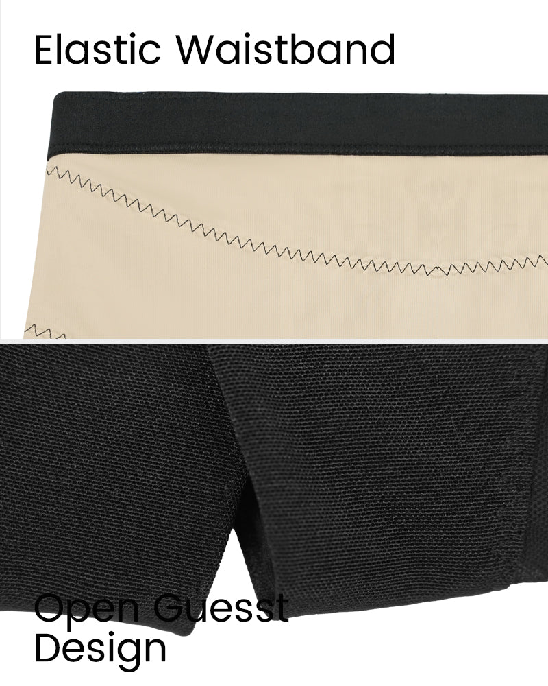 Shorts moldeadores de cintura alta con malla cruzada hasta la mitad del muslo