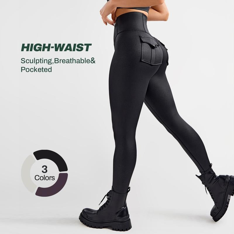 Women’s Faux Leather Cargo Leggings