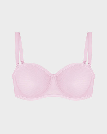 No-Slip Strapless Sheer Mesh Balconette Bra