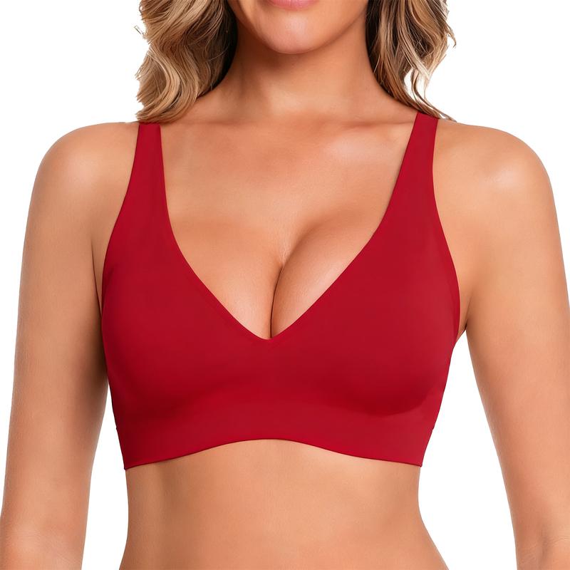 Jelly Wireless Seamless Deep V Push Up Bra