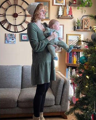 Womens Square Neck Long Sleeve Fall Dresses Casual Babydoll Sweater Dress