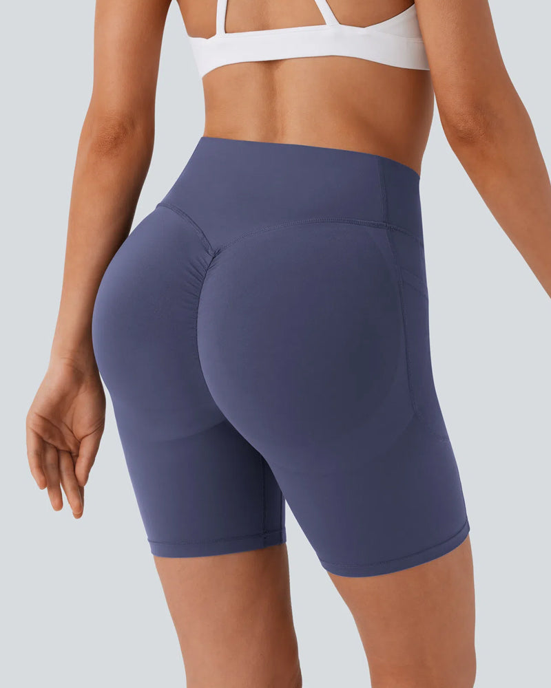 High Waisted Butt Lifting Tummy Control Side Pocket Shaping Training Shorts 7